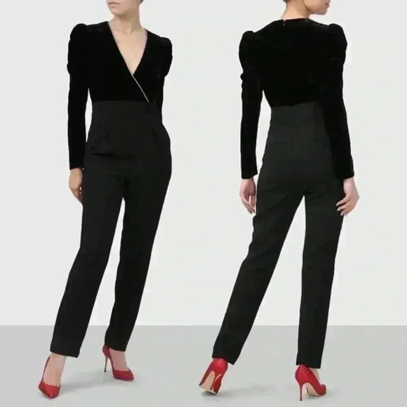 NWT Veronica Beard Cleo Crystal-embellished Velvet Crepe Jumpsuit Size … - Picture 2 of 14
